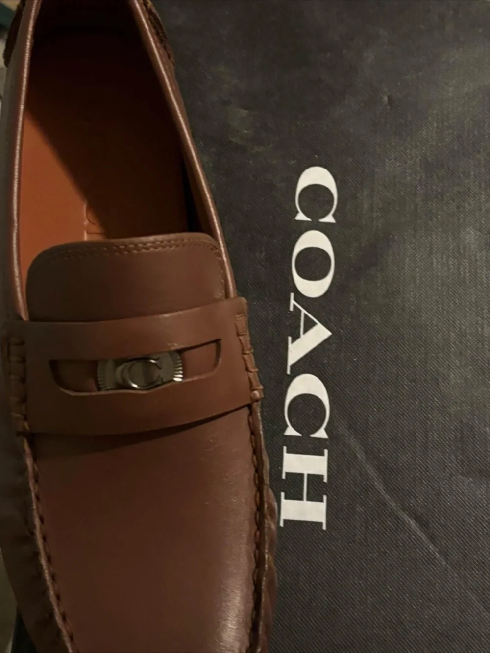 Coach C Coin Leather Driver Loafers – Men’s Size 10D – Saddle Brown – New in Box